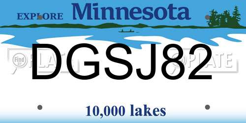 DGSJ82 Minnesota License Plate