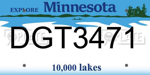 DGT3471 Minnesota License Plate
