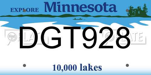 DGT928 Minnesota License Plate