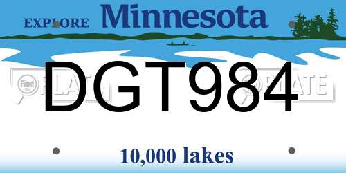 DGT984 Minnesota License Plate