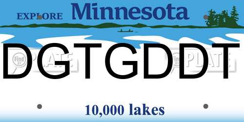 DGTGDDT Minnesota License Plate