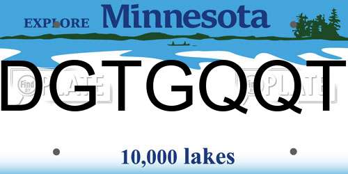 DGTGQQT Minnesota License Plate