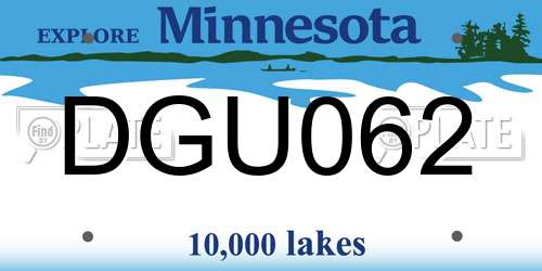 DGU062 Minnesota License Plate