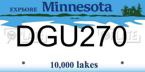 DGU270 Minnesota License Plate