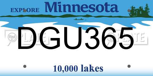 DGU365 Minnesota License Plate