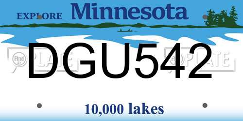 DGU542 Minnesota License Plate