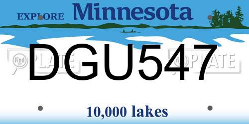 DGU547 Minnesota License Plate