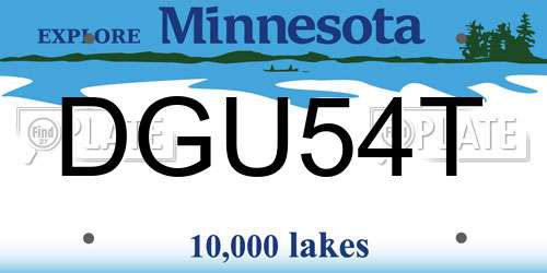 DGU54T Minnesota License Plate