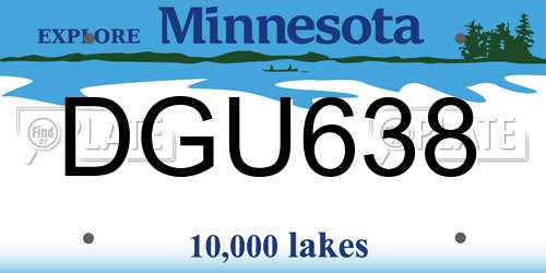 DGU638 Minnesota License Plate