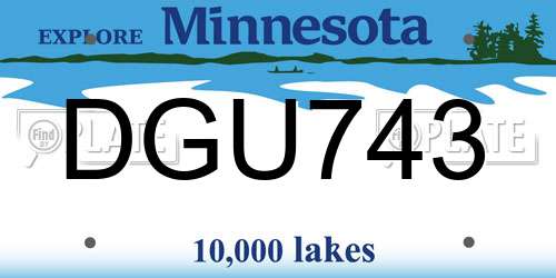 DGU743 Minnesota License Plate