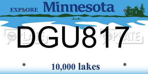 DGU817 Minnesota License Plate