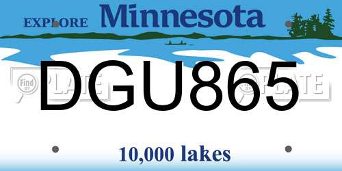 DGU865 Minnesota License Plate