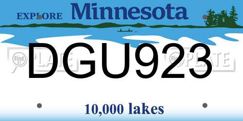 DGU923 Minnesota License Plate