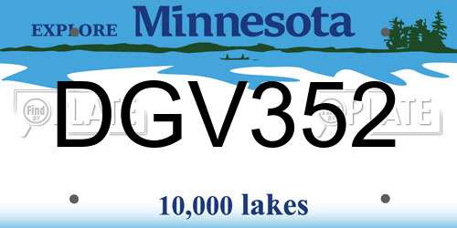 DGV352 Minnesota License Plate