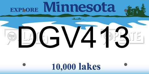 DGV413 Minnesota License Plate