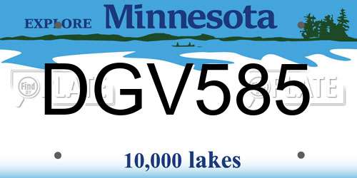 DGV585 Minnesota License Plate