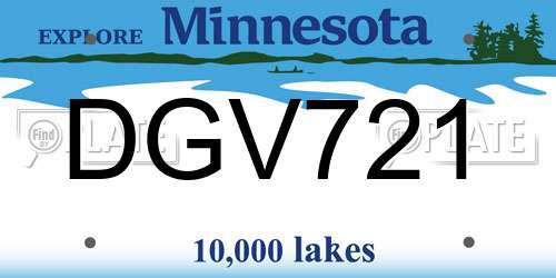 DGV721 Minnesota License Plate