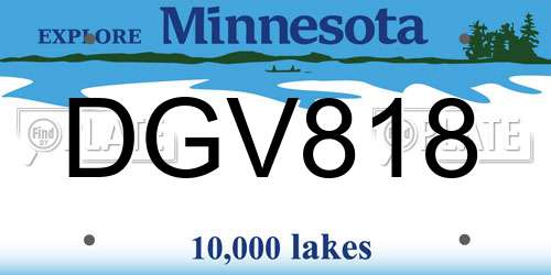 DGV818 Minnesota License Plate