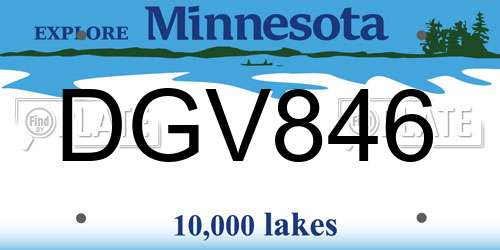 DGV846 Minnesota License Plate