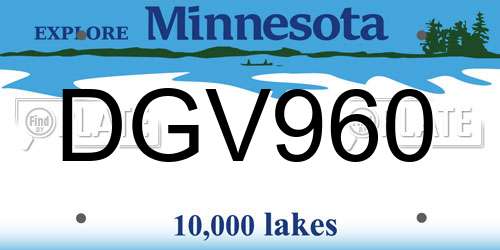 DGV960 Minnesota License Plate