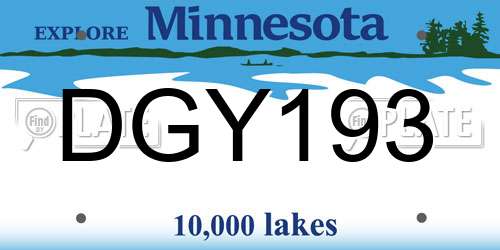 DGY193 Minnesota License Plate