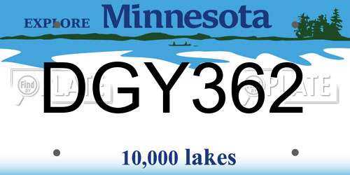 DGY362 Minnesota License Plate