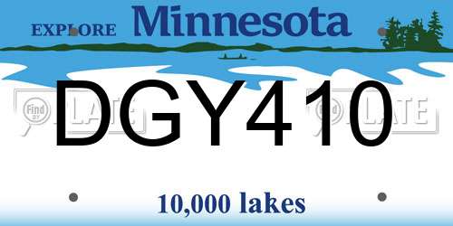 DGY410 Minnesota License Plate