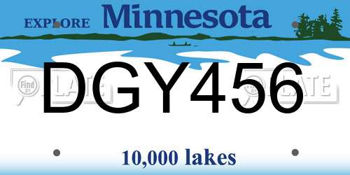 DGY456 Minnesota License Plate