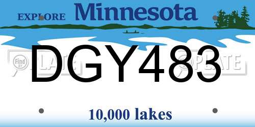 DGY483 Minnesota License Plate