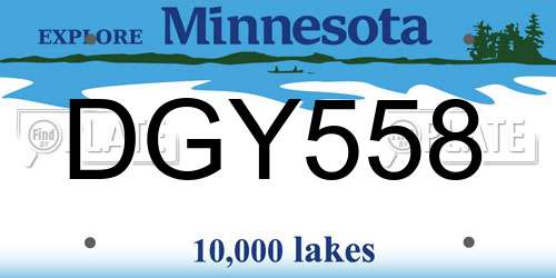 DGY558 Minnesota License Plate