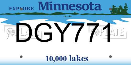 DGY771 Minnesota License Plate