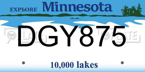 DGY875 Minnesota License Plate