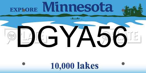 DGYA56 Minnesota License Plate