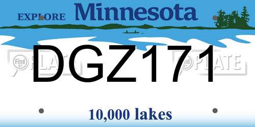 DGZ171 Minnesota License Plate