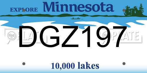 DGZ197 Minnesota License Plate