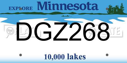 DGZ268 Minnesota License Plate
