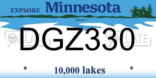 DGZ330 Minnesota License Plate