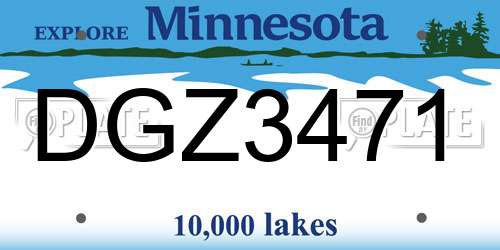 DGZ3471 Minnesota License Plate