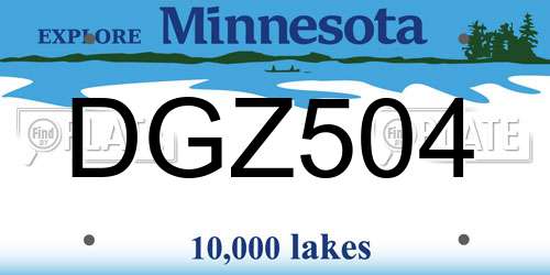 DGZ504 Minnesota License Plate
