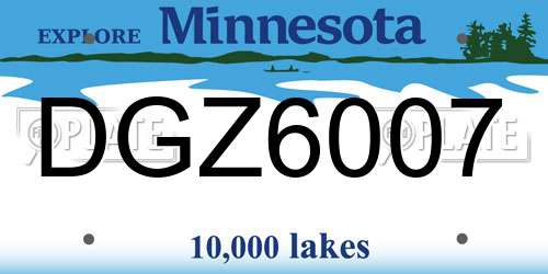 DGZ6007 Minnesota License Plate