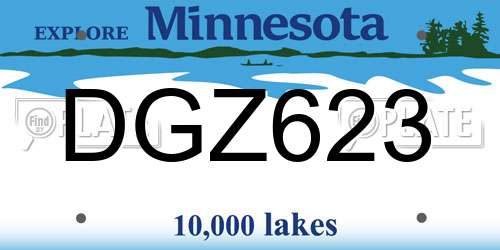 DGZ623 Minnesota License Plate