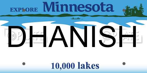 DHANISH Minnesota License Plate