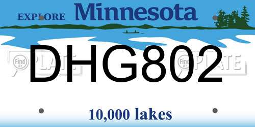 DHG802 Minnesota License Plate