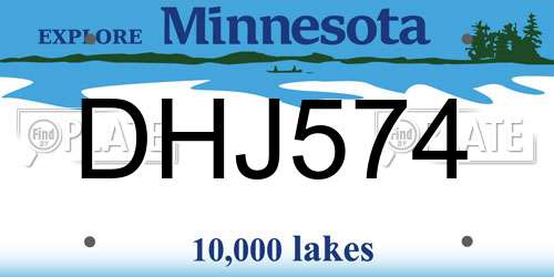 DHJ574 Minnesota License Plate