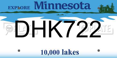 DHK722 Minnesota License Plate