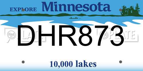 DHR873 Minnesota License Plate