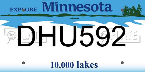 DHU592 Minnesota License Plate