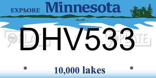 DHV533 Minnesota License Plate
