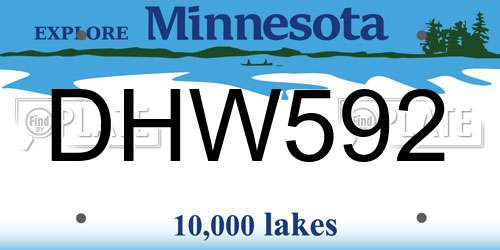 DHW592 Minnesota License Plate