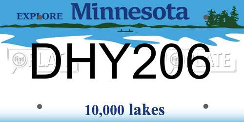 DHY206 Minnesota License Plate